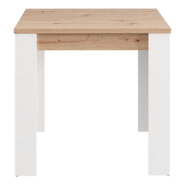Tavolo Fisso Marrone Rovere Nodi Bianco 4 Posti Ripiano Effetto Dogato 80x80x76h cm, Forma Quadrato - Trosa