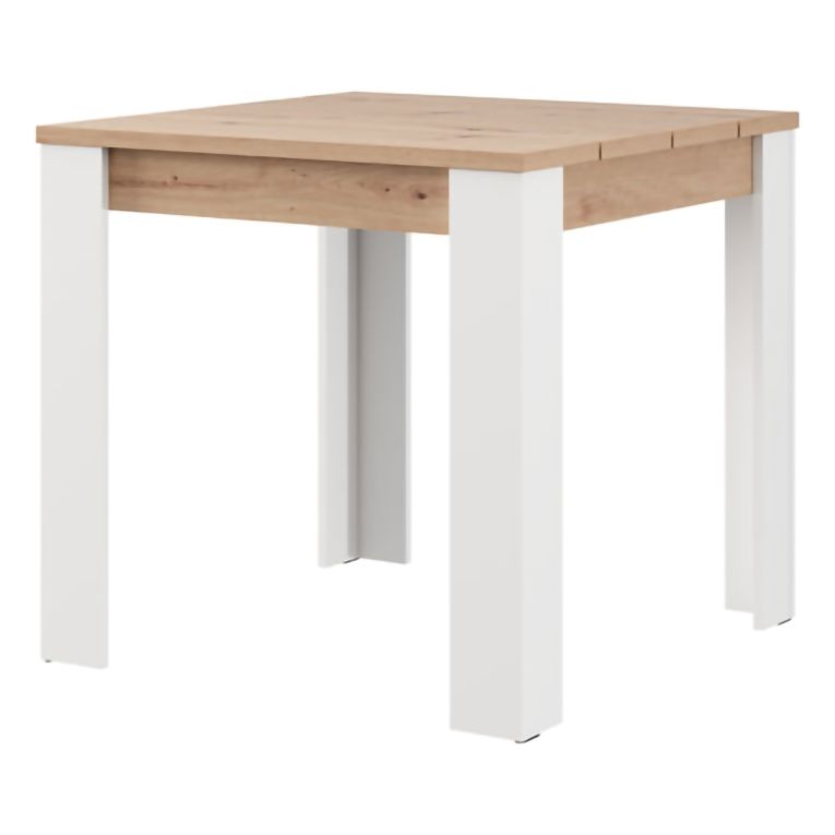 Tavolo Fisso Marrone Rovere Nodi Bianco 4 Posti Ripiano Effetto Dogato 80x80x76h cm, Forma Quadrato - Trosa