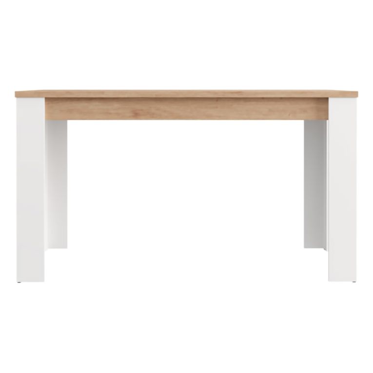 Tavolo Fisso Marrone Rovere Nodi Bianco 6 Posti Ripiano Effetto Dogato 135x80x76h cm, Forma Rettangolare - Luarca