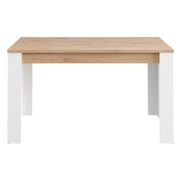 Tavolo Fisso Marrone Rovere Nodi Bianco 6 Posti Ripiano Effetto Dogato 135x80x76h cm, Forma Rettangolare - Luarca
