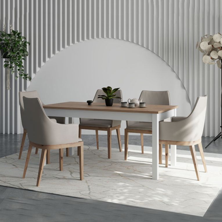 Tavolo Fisso Marrone Rovere Nodi Bianco Opaco 8 Posti Forma Rettangolare 160x80x77h cm, Sfumatura Colore Struttura Rovere Nodi - Senn