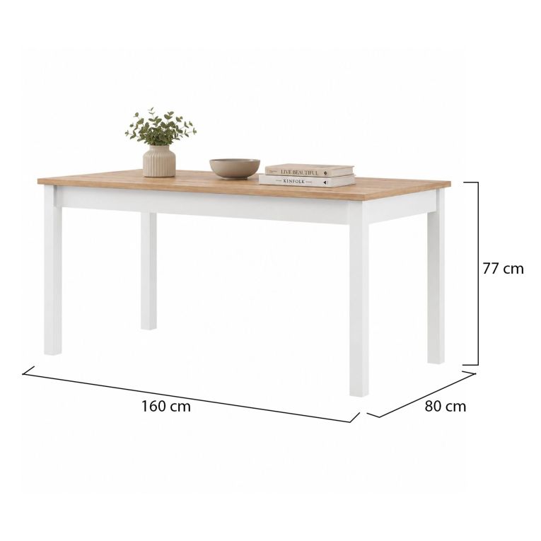 Tavolo Fisso Marrone Rovere Nodi Bianco Opaco 8 Posti Forma Rettangolare 160x80x77h cm, Sfumatura Colore Struttura Rovere Nodi - Senn