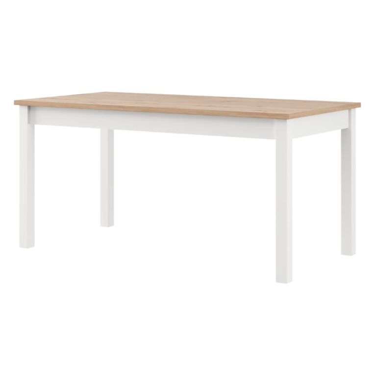 Tavolo Fisso Marrone Rovere Nodi Bianco Opaco 8 Posti Forma Rettangolare 160x80x77h cm, Sfumatura Colore Struttura Rovere Nodi - Senn