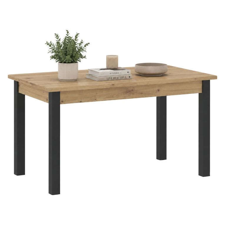 Tavolo Fisso Marrone Rovere Nodi Nero 6 Posti Forma Rettangolare 120x70x76h cm, Sfumatura Colore Struttura Rovere Nodi - Litabana
