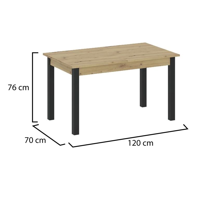 Tavolo Fisso Marrone Rovere Nodi Nero 6 Posti Forma Rettangolare 120x70x76h cm, Sfumatura Colore Struttura Rovere Nodi - Litabana