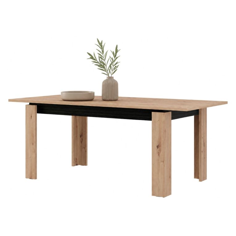 Tavolo Fisso Marrone Rovere Nodi Nero 8 Posti Forma Rettangolare 160x90x77h cm, Sfumatura Colore Struttura Rovere Nodi - Ulass