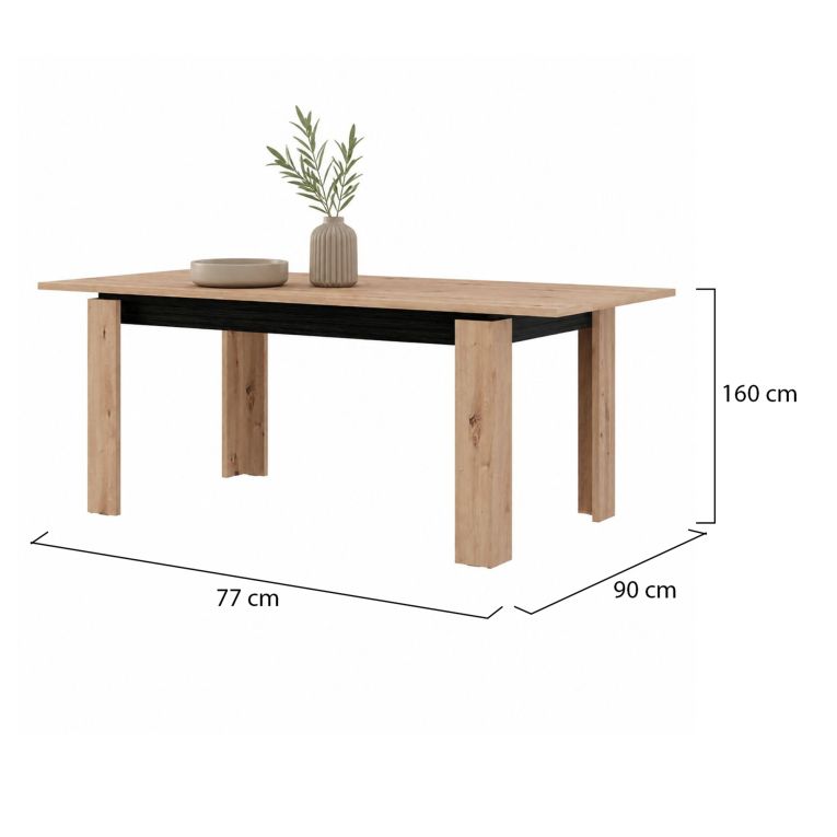 Tavolo Fisso Marrone Rovere Nodi Nero 8 Posti Forma Rettangolare 160x90x77h cm, Sfumatura Colore Struttura Rovere Nodi - Ulass