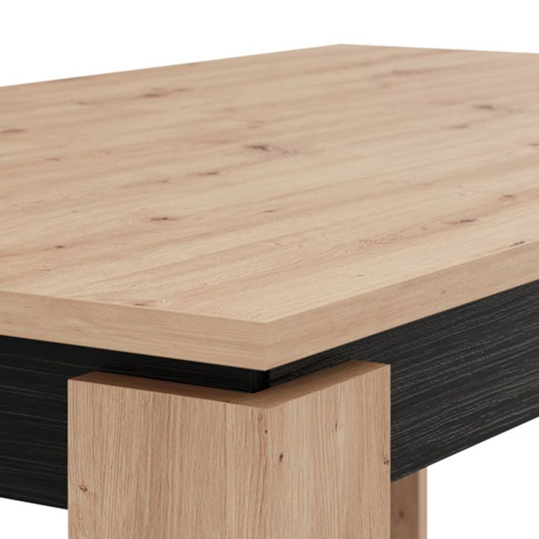 Tavolo Fisso Marrone Rovere Nodi Nero 8 Posti Forma Rettangolare 160x90x77h cm, Sfumatura Colore Struttura Rovere Nodi - Ulass