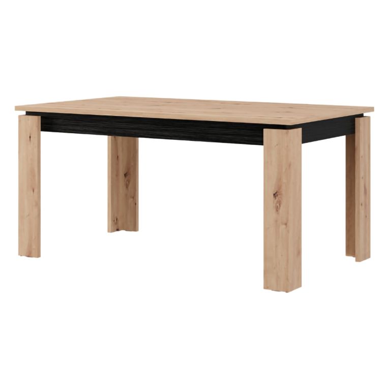 Tavolo Fisso Marrone Rovere Nodi Nero 8 Posti Forma Rettangolare 160x90x77h cm, Sfumatura Colore Struttura Rovere Nodi - Ulass