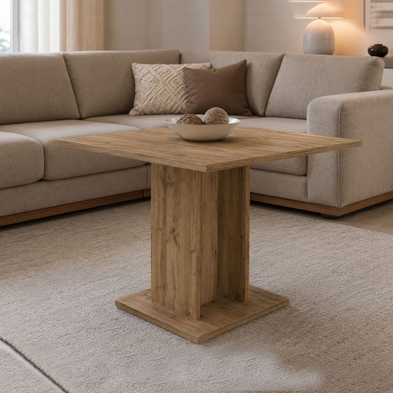 Tavolo Fisso Marrone Rovere Scuro 4 Posti Forma Quadrato 80x80x74h cm, Sfumatura Colore Struttura Rovere Scuro - Litasili
