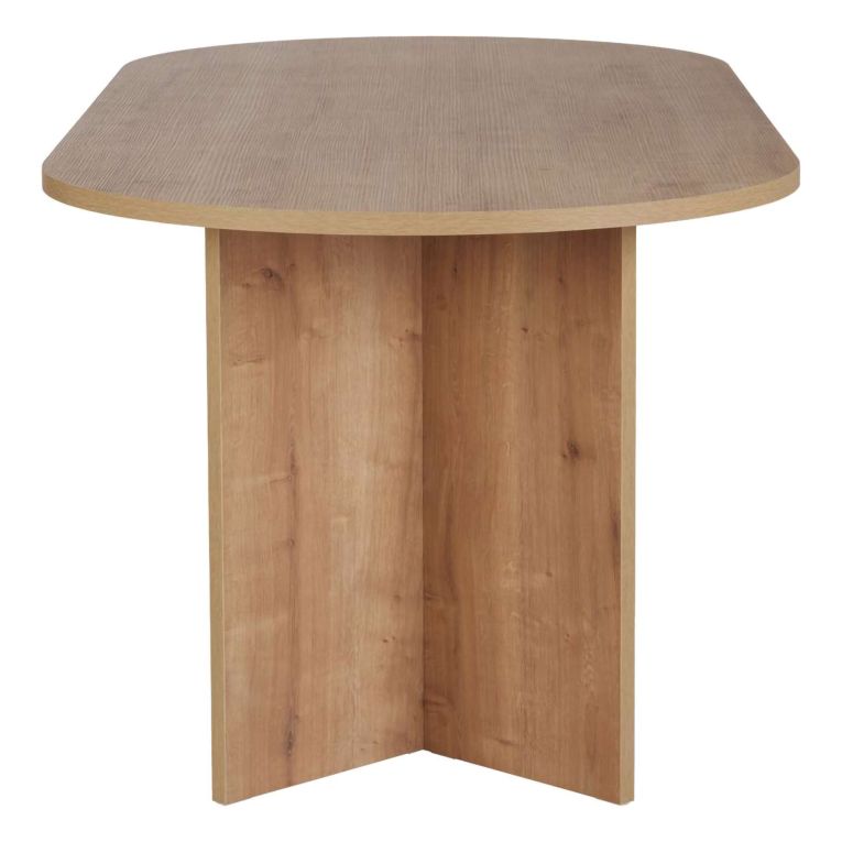 Tavolo Fisso Marrone Rovere Scuro 6 Posti Forma Ovale 200x90x75h cm, Materiale Piano in Legno Nobilitato - Nofalota