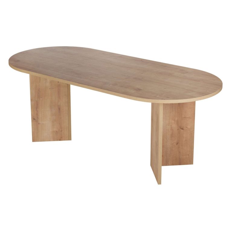 Tavolo Fisso Marrone Rovere Scuro 6 Posti Forma Ovale 200x90x75h cm, Materiale Piano in Legno Nobilitato - Nofalota