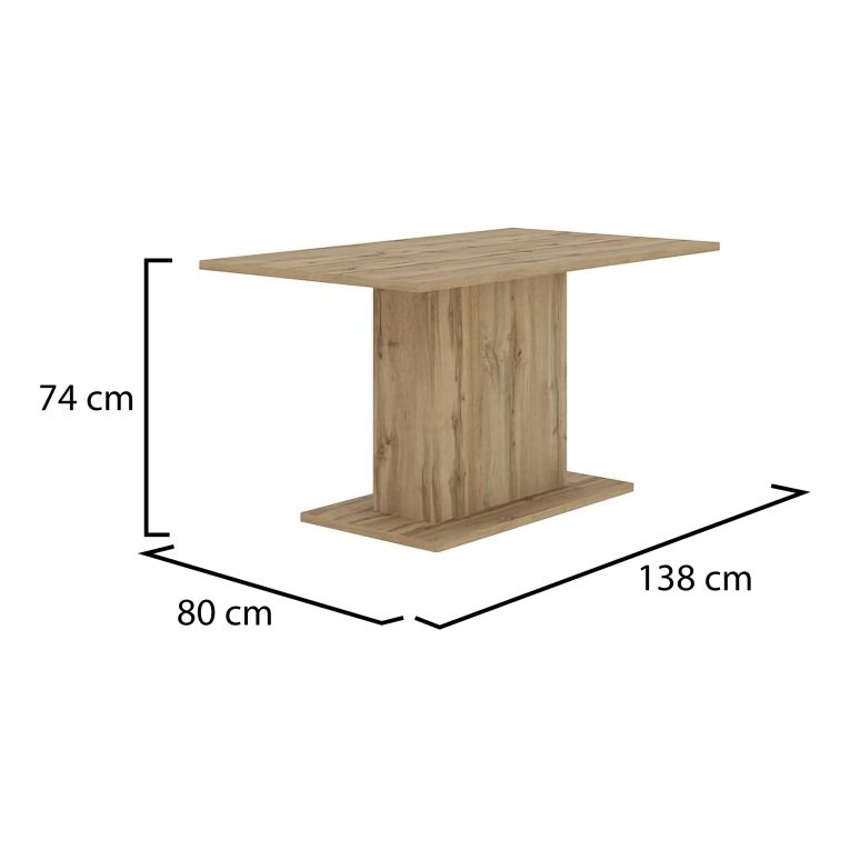 Tavolo Fisso Marrone Rovere Scuro 6 Posti Forma Rettangolare 138x80x74h cm, Sfumatura Colore Struttura Rovere Scuro - Litarari