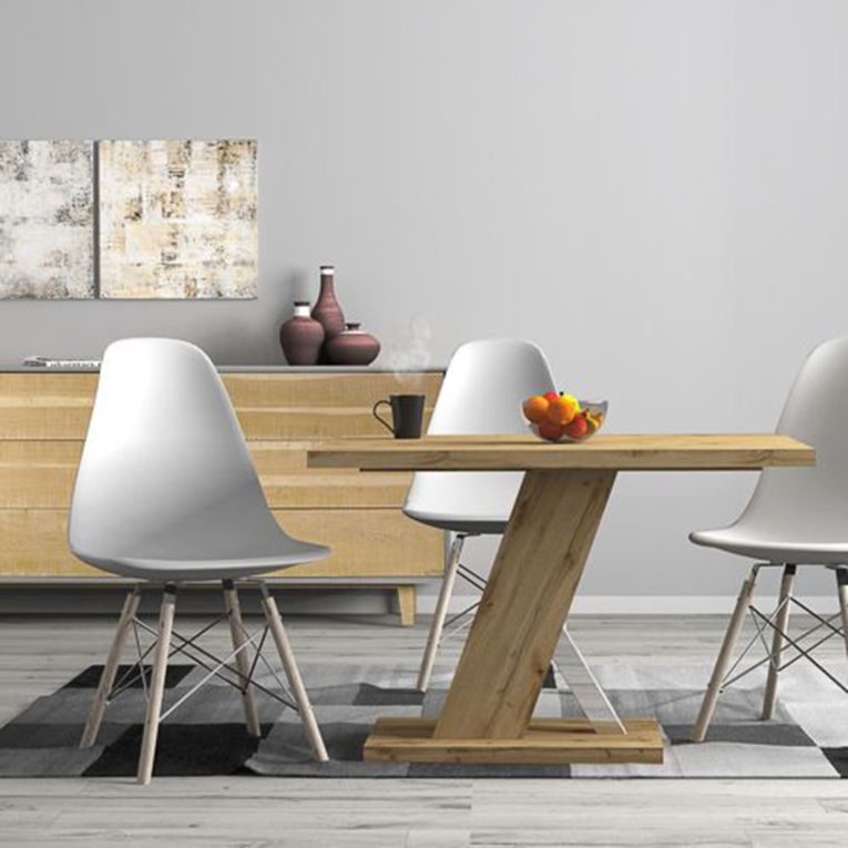 Tavolo Fisso Marrone Rovere Scuro Trasparente 6 Posti Dettaglio Effetto Vetro 110x80x76h cm, Forma Rettangolare - Liva