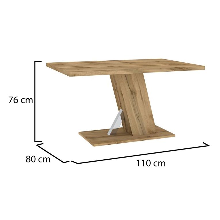Tavolo Fisso Marrone Rovere Scuro Trasparente 6 Posti Dettaglio Effetto Vetro 110x80x76h cm, Forma Rettangolare - Liva