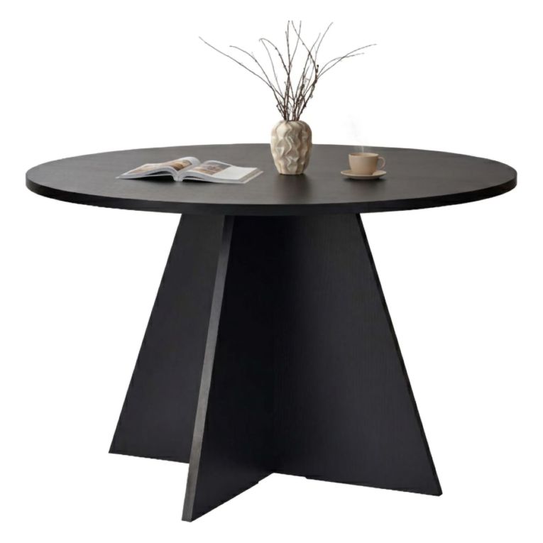 Tavolo Fisso Nero 4 Posti Forma Rotondo 120x120x75h cm, Peso Supportato 60 kg - Racale