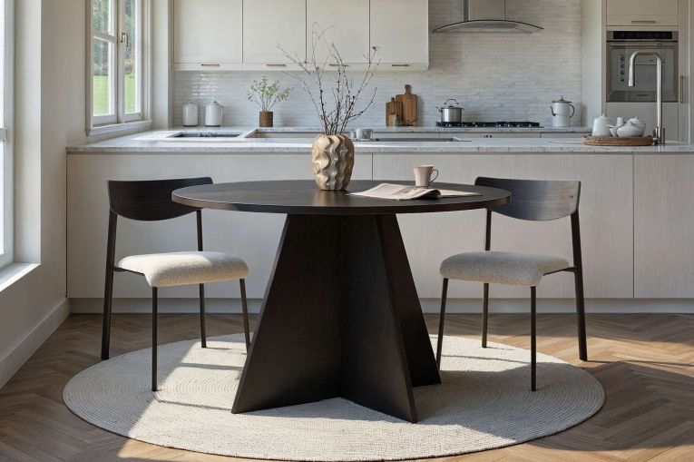 Tavolo Fisso Nero 4 Posti Forma Rotondo 120x120x75h cm, Peso Supportato 60 kg - Racale