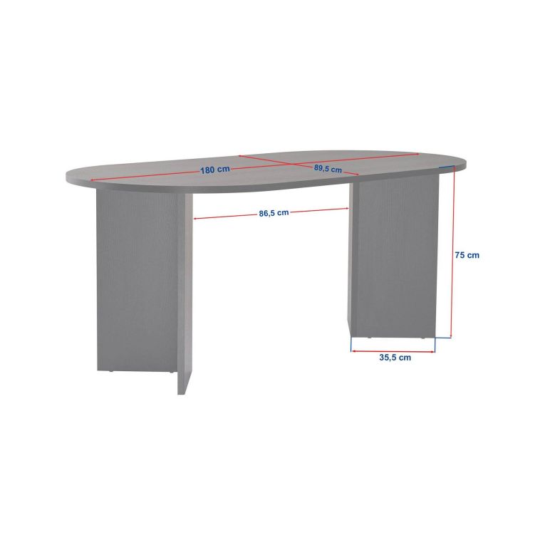 Tavolo Fisso Nero 6 Posti Forma Ovale 180x89.5x75h cm, Peso Supportato 70 kg - Monterano