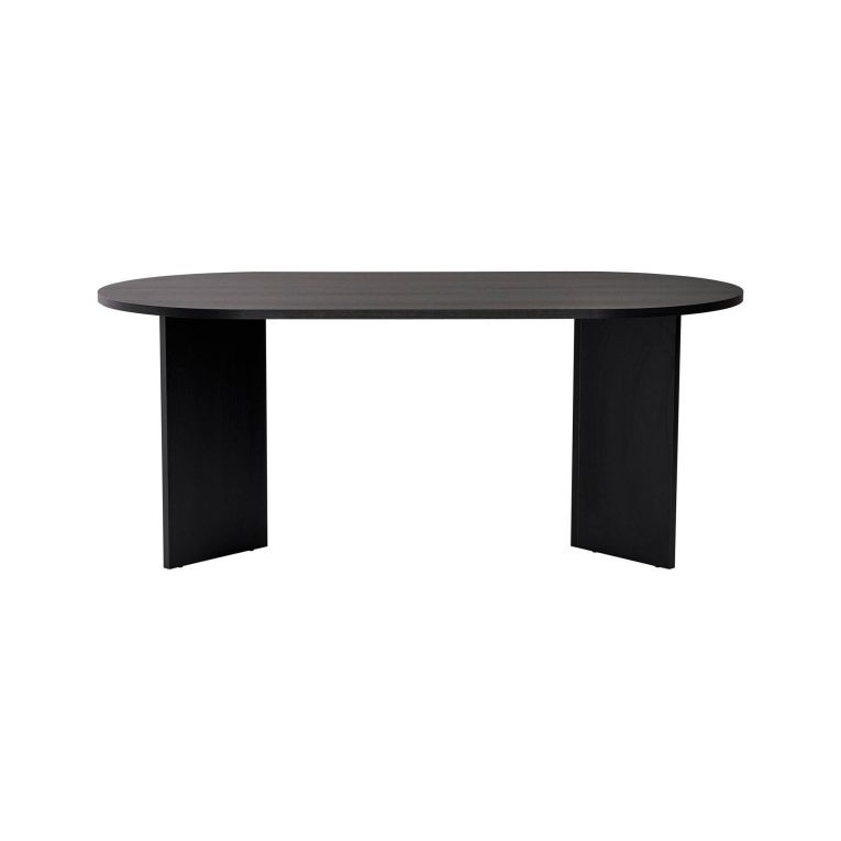 Tavolo Fisso Nero 6 Posti Forma Ovale 180x89.5x75h cm, Peso Supportato 70 kg - Monterano