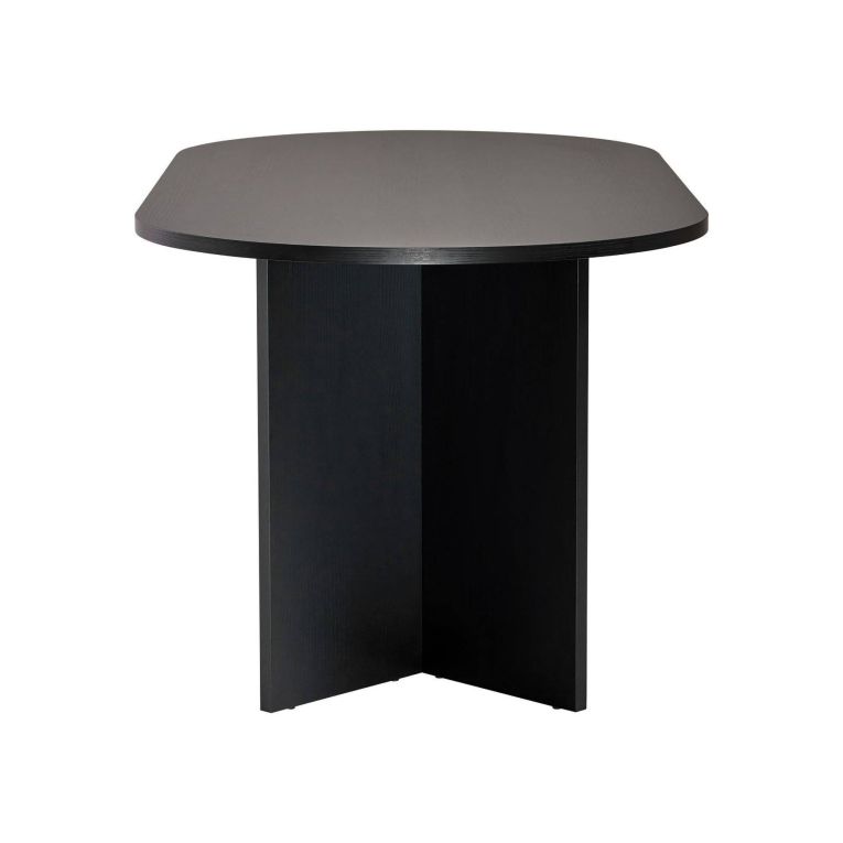 Tavolo Fisso Nero 6 Posti Forma Ovale 180x89.5x75h cm, Peso Supportato 70 kg - Monterano