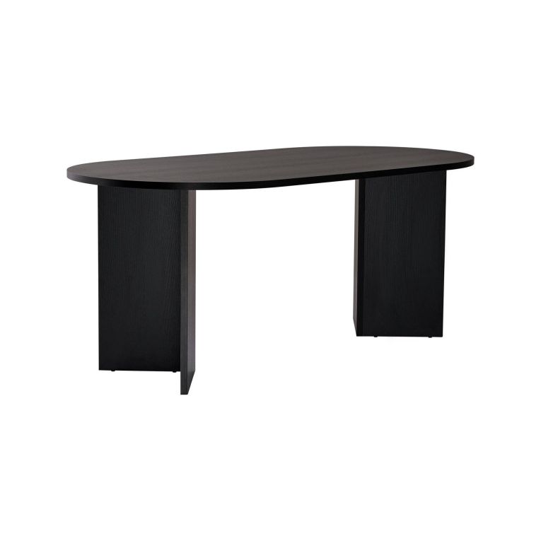 Tavolo Fisso Nero 6 Posti Forma Ovale 180x89.5x75h cm, Peso Supportato 70 kg - Monterano