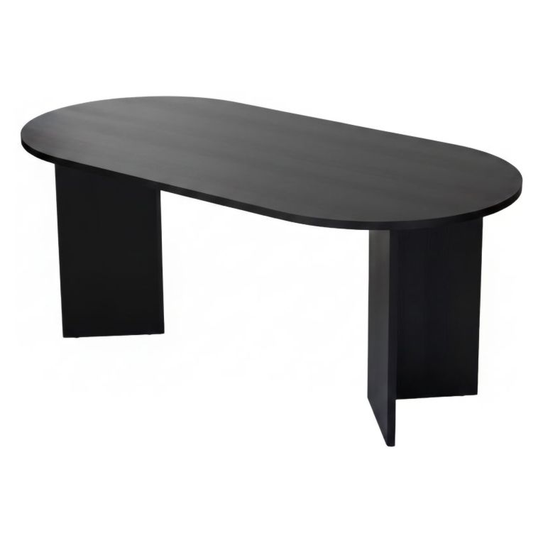 Tavolo Fisso Nero 6 Posti Forma Ovale 180x89.5x75h cm, Peso Supportato 70 kg - Monterano