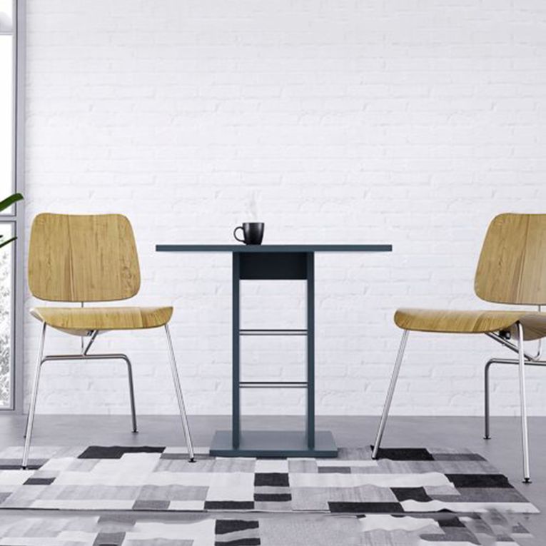 Tavolo Fisso Nero Antracite 4 Posti Dettagli in Metallo 76x76x74h cm, Forma Quadrato - Livala