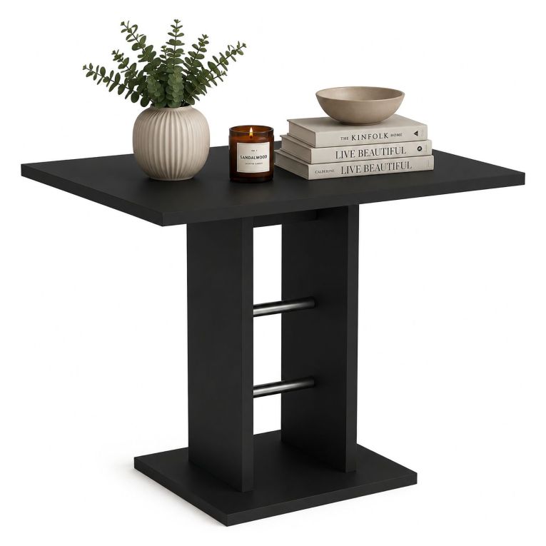 Tavolo Fisso Nero Antracite 4 Posti Dettagli in Metallo 76x76x74h cm, Forma Quadrato - Livala