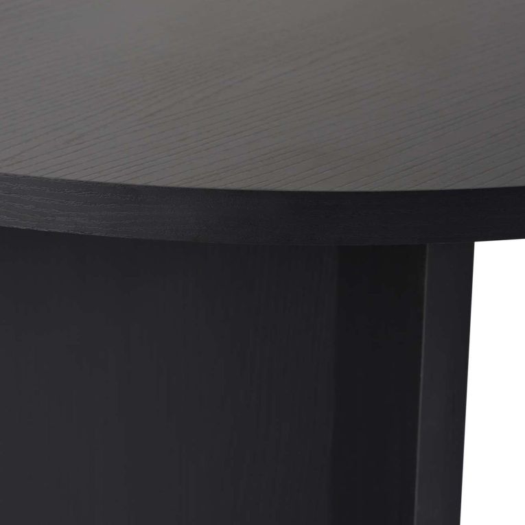 Tavolo Fisso Nero Frassinato 6 Posti Forma Ovale 200x90x75h cm, Materiale Piano in Legno Nobilitato - Nofalota