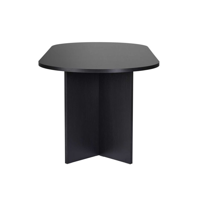 Tavolo Fisso Nero Frassinato 6 Posti Forma Ovale 200x90x75h cm, Materiale Piano in Legno Nobilitato - Nofalota