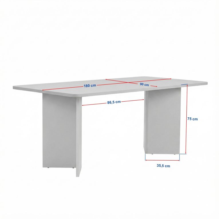 Tavolo Fisso Nero Frassinato 6 Posti Forma Rettangolare 180x90x75h cm, Materiale Piano in Legno Nobilitato - Noleme