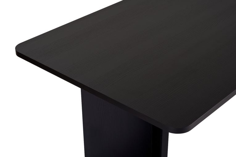 Tavolo Fisso Nero Frassinato 6 Posti Forma Rettangolare 180x90x75h cm, Materiale Piano in Legno Nobilitato - Noleme