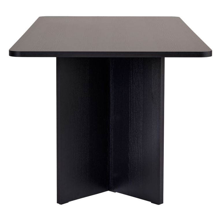 Tavolo Fisso Nero Frassinato 6 Posti Forma Rettangolare 180x90x75h cm, Materiale Piano in Legno Nobilitato - Noleme