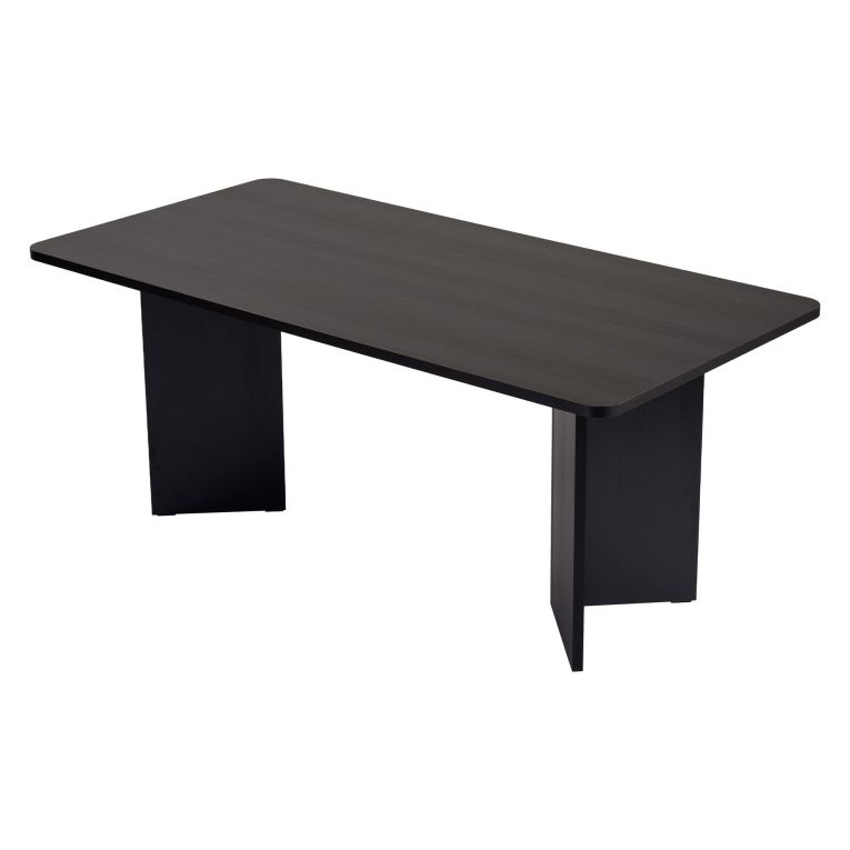 Tavolo Fisso Nero Frassinato 6 Posti Forma Rettangolare 180x90x75h cm, Materiale Piano in Legno Nobilitato - Noleme