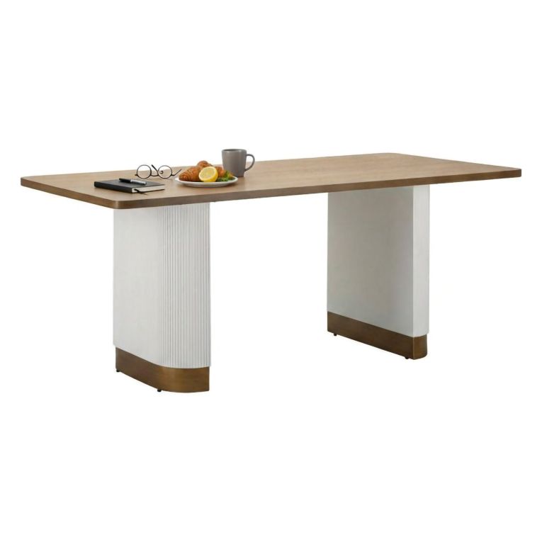 Tavolo grande rettangolare 10 posti bianco e marrone 180x90cm - Brian