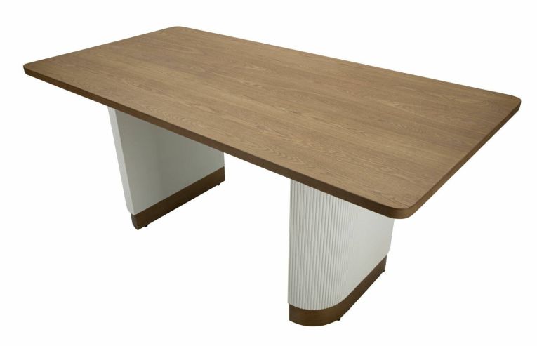 Tavolo grande rettangolare 10 posti bianco e marrone 180x90cm - Brian