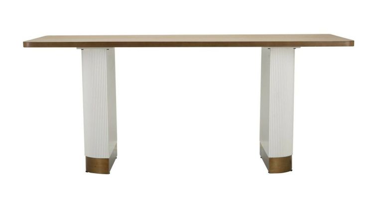 Tavolo grande rettangolare 10 posti bianco e marrone 180x90cm - Brian