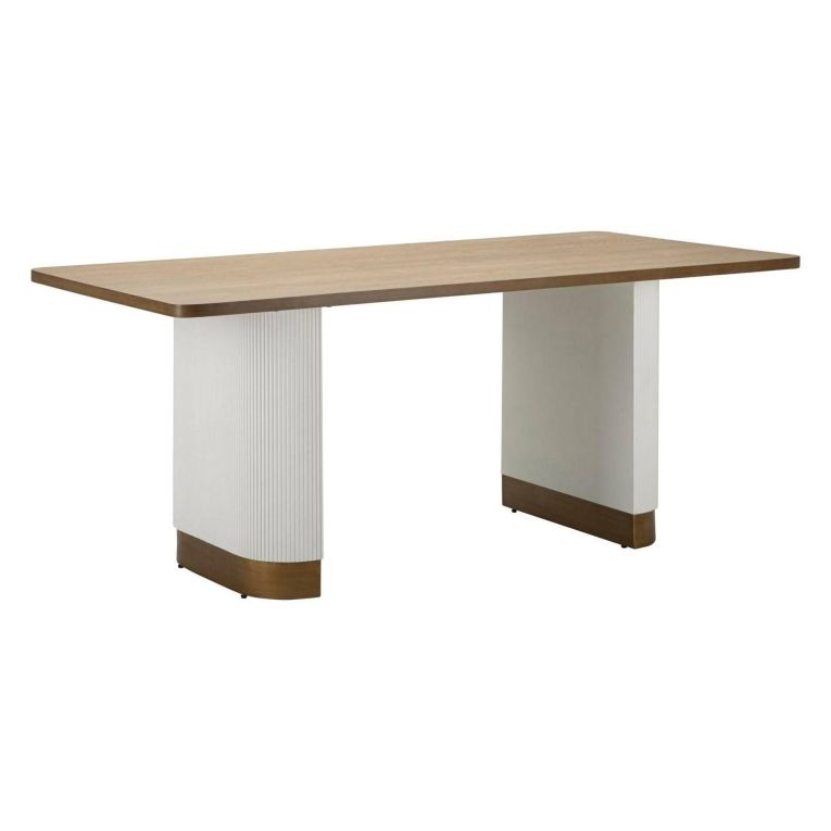 Tavolo grande rettangolare 10 posti bianco e marrone 180x90cm - Brian