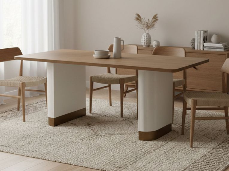 Tavolo grande rettangolare 10 posti bianco e marrone 180x90cm - Brian