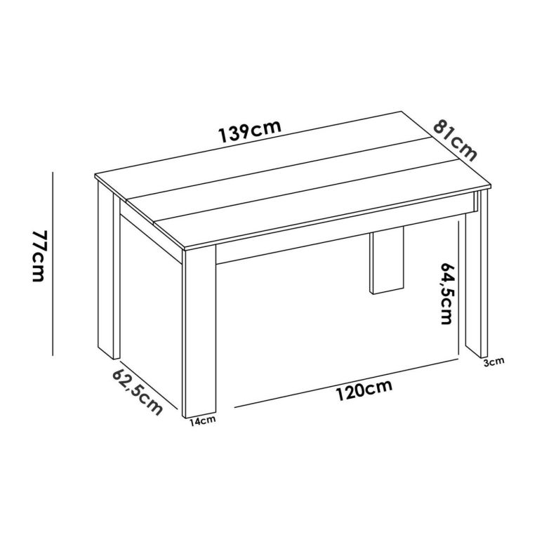 Tavolo legno rettangolare 6 posti 138x81cm - Alois
