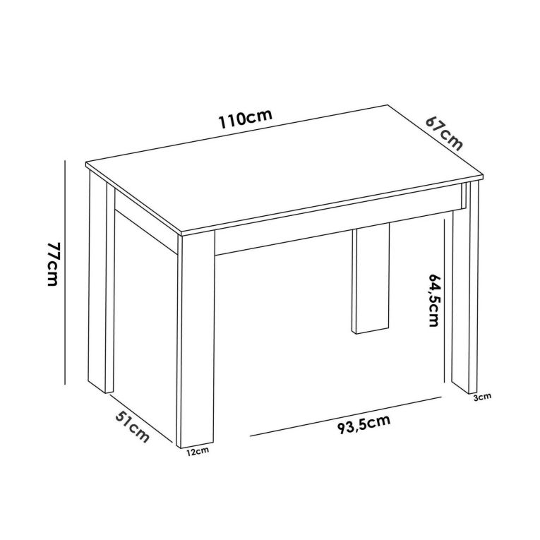 Tavolo moderno rettangolare 6 posti bianco 110x67cm - Amaranthya