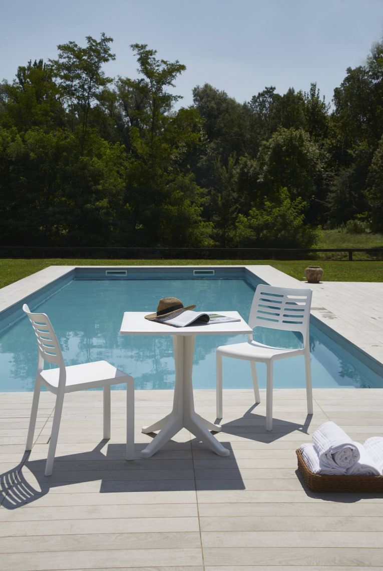 Tavolo per terrazzo 6 posti 70x70cm bianco - Agostini