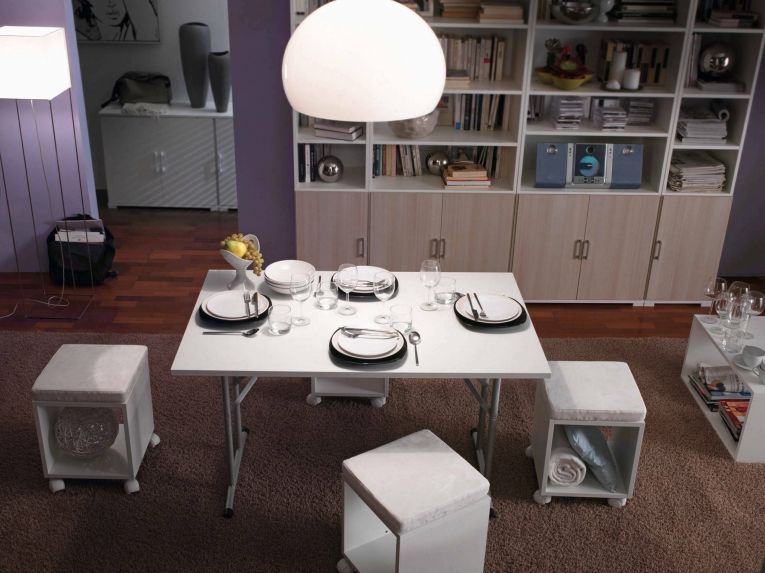 Tavolo pieghevole 6 posti in metallo e legno 125x75cm bianco - Aliena