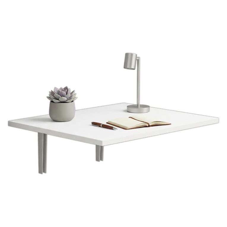 Tavolo Pieghevole Bianco Grigio un Posto Forma Rettangolare 60x50x2h cm, Peso Supportato 20 kg - Lessolo