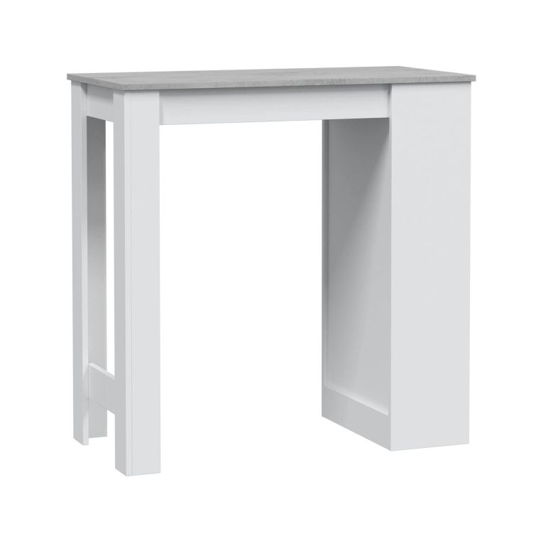 Tavolo rettangolare con scaffale 6 posti bianco e cemento 130x50cm - Andreoli