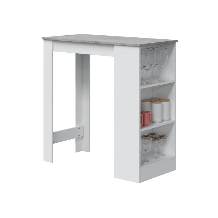 Tavolo rettangolare con scaffale 6 posti bianco e cemento 130x50cm - Andreoli