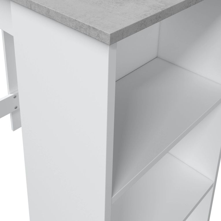 Tavolo rettangolare con scaffale 6 posti bianco e cemento 130x50cm - Andreoli