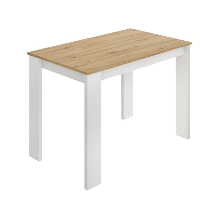 Tavolo rettangolare salvaspazio 6 posti legno e bianco 110x67cm - Amaranthya