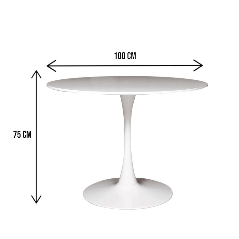 Tavolo rotondo minimal 4 posti bianco 100x100cm - Anubis