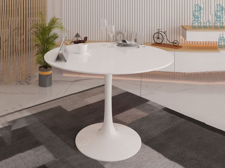 Tavolo rotondo minimal 4 posti bianco 100x100cm - Anubis